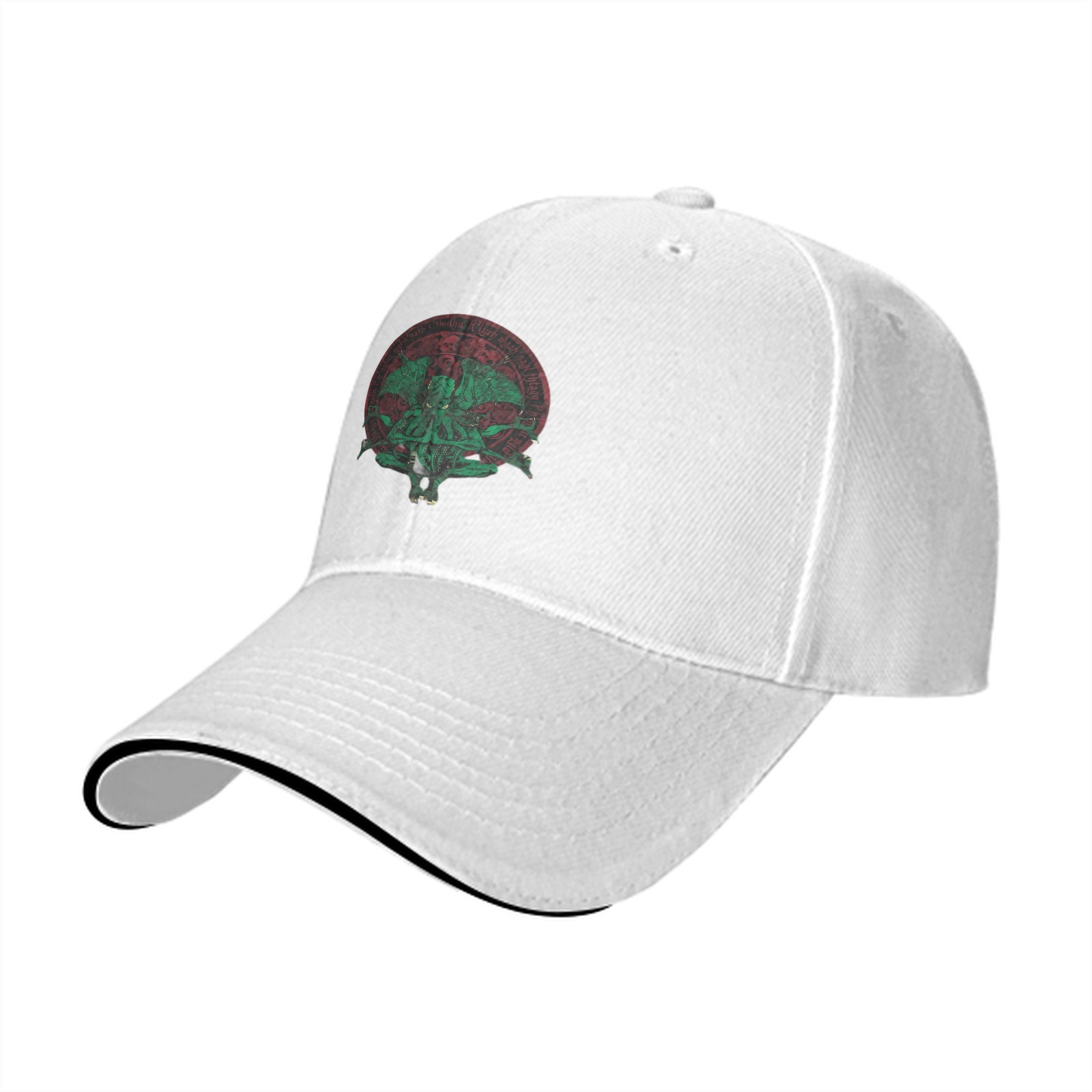 Black baseball cap with Cthulhu occult circle graphic