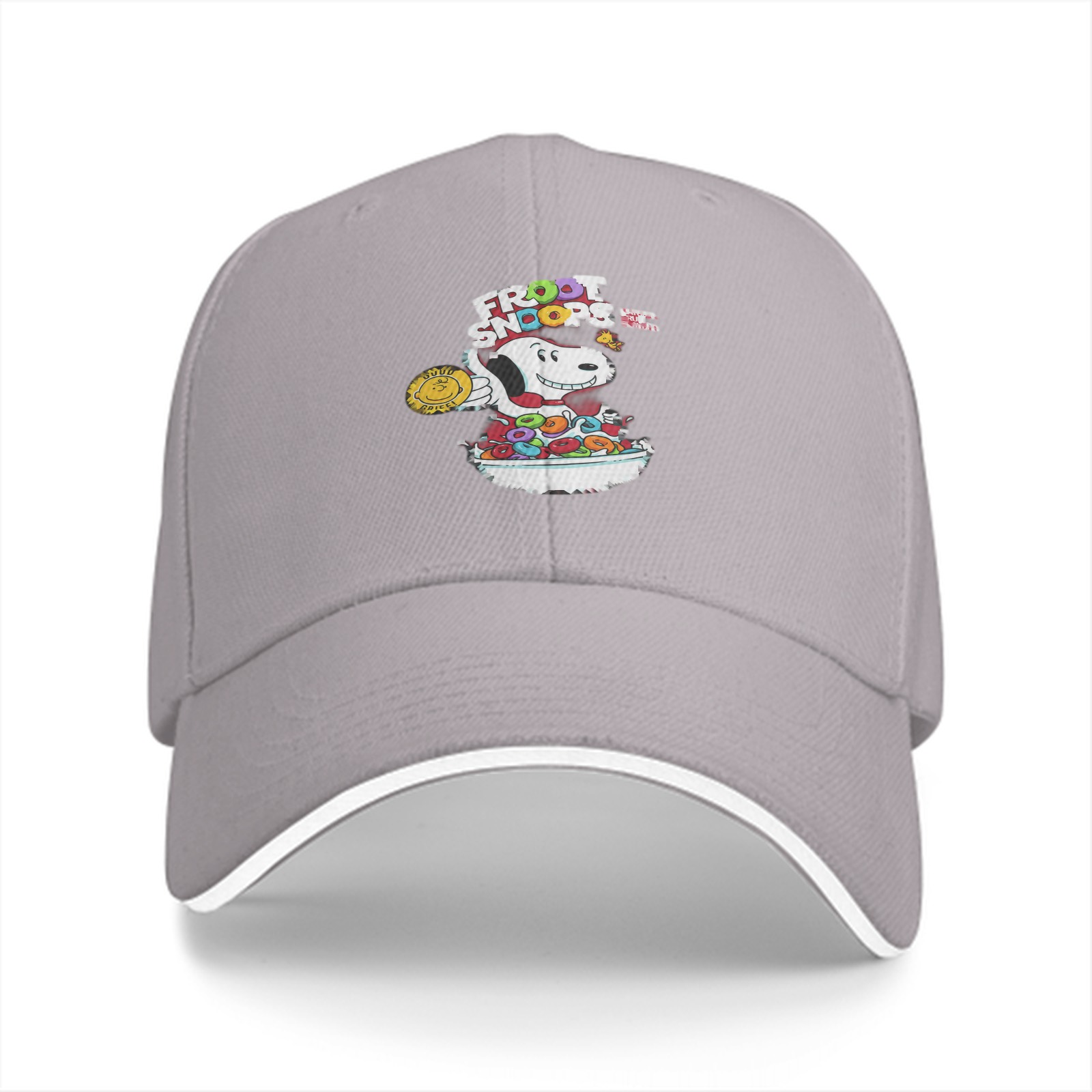 Black baseball cap with Froot Snoops Snoopy cereal graphic