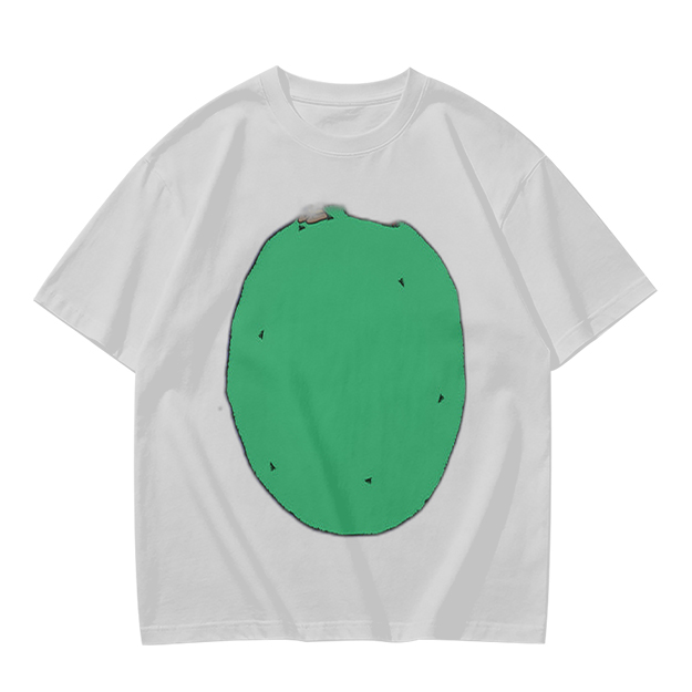 Olive Green T-Shirt With Simple Green Oval Graphic Print