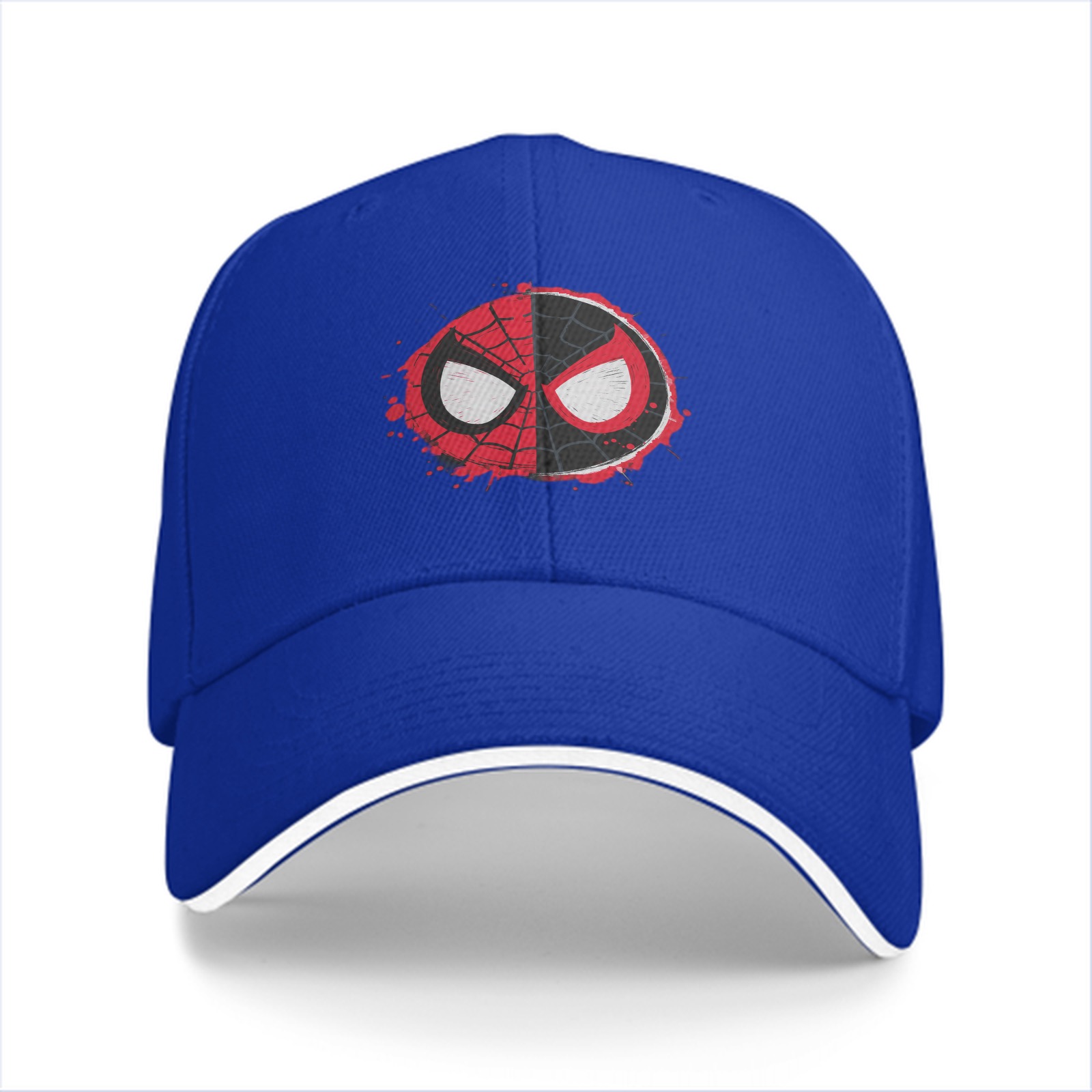 Black Baseball Cap With Split Spider-Man Mask Graphic