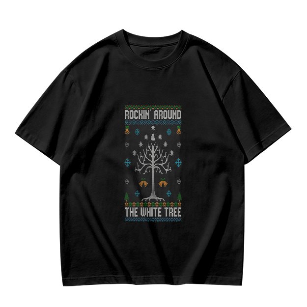 Rockin Around The White Tree Ugly Christmas T-Shirt