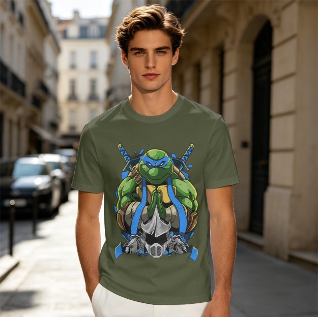 Olive Green Teenage Mutant Ninja Turtles Leonardo Graphic T-Shirt