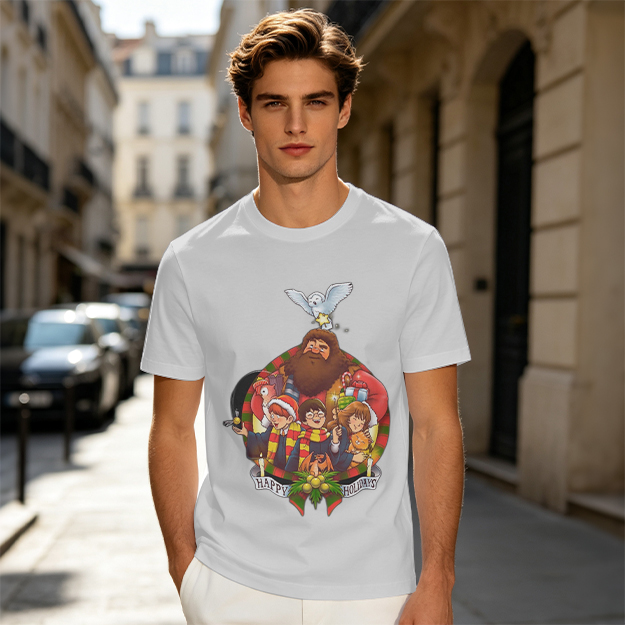Harry Potter Happy Holiday Group Graphic Olive T-Shirt