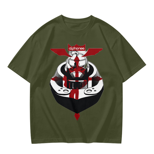 Olive T-Shirt with Knight Helmet Graphic Print