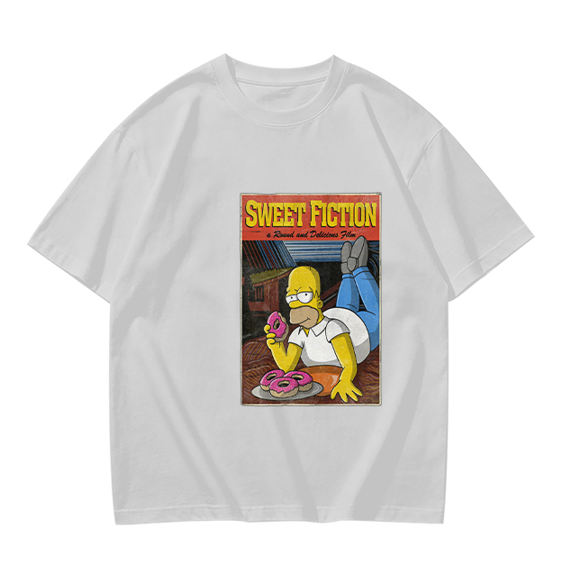 Olive T-Shirt with Homer Simpson Sweet Fiction Donut Print