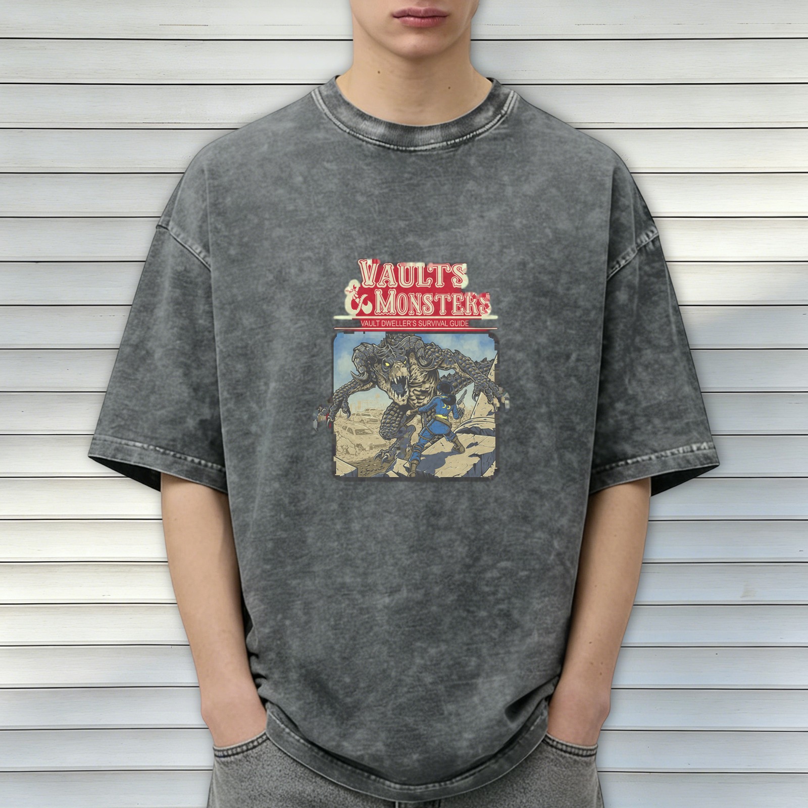 Fallout 'Vaults & Monsters' Acid Wash Oversized T-Shirt