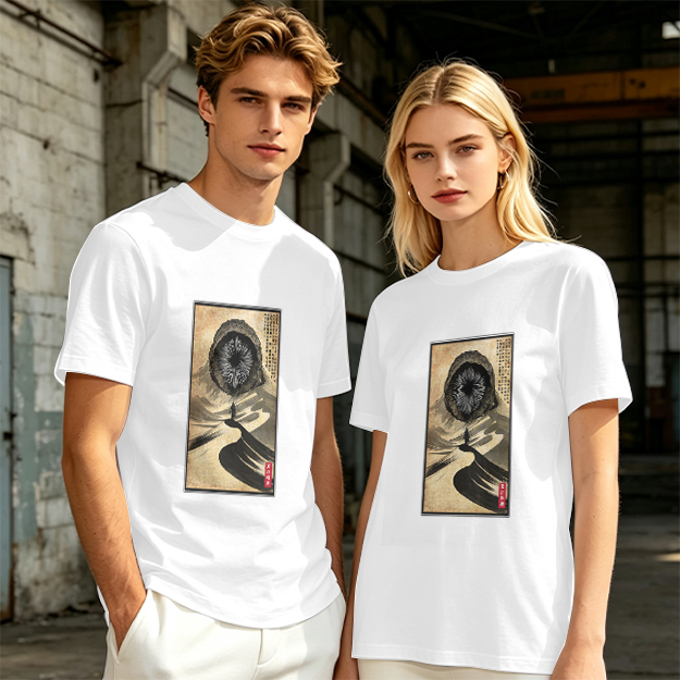 Olive T-Shirt With Surreal Hooded Eye Artwork Print