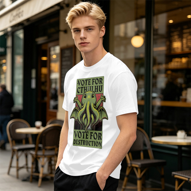 Vote For Cthulhu Funny Graphic T-Shirt Design