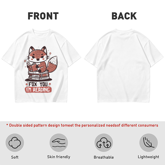 Olive T-Shirt with Cute Fox Reading Book Pun Print