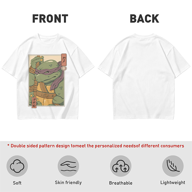 Olive T-shirt with Ukiyo-e style Donatello graphic print