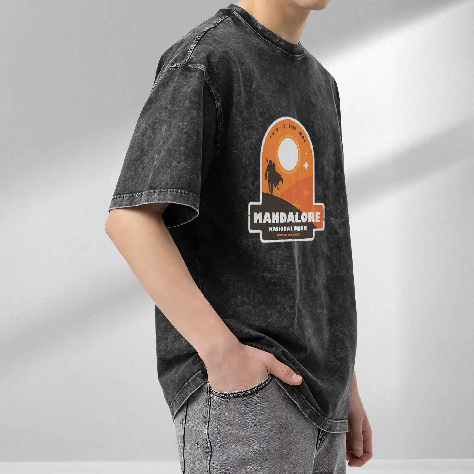 Mandalore National Park Star Wars Themed Acid Wash Oversized T-Shirt