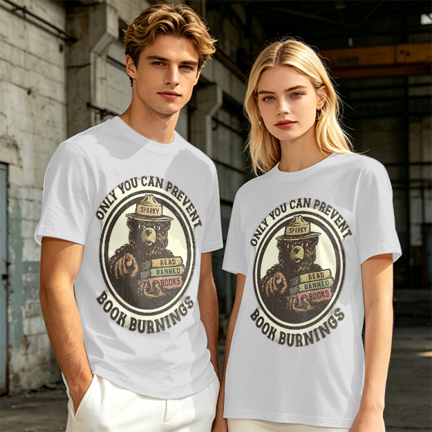 Only You Can Prevent Book Burnings Bear T-Shirt Art
