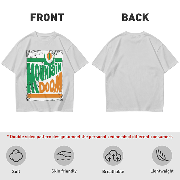 Olive T-shirt with Mountain Doom Themed Graphic Print