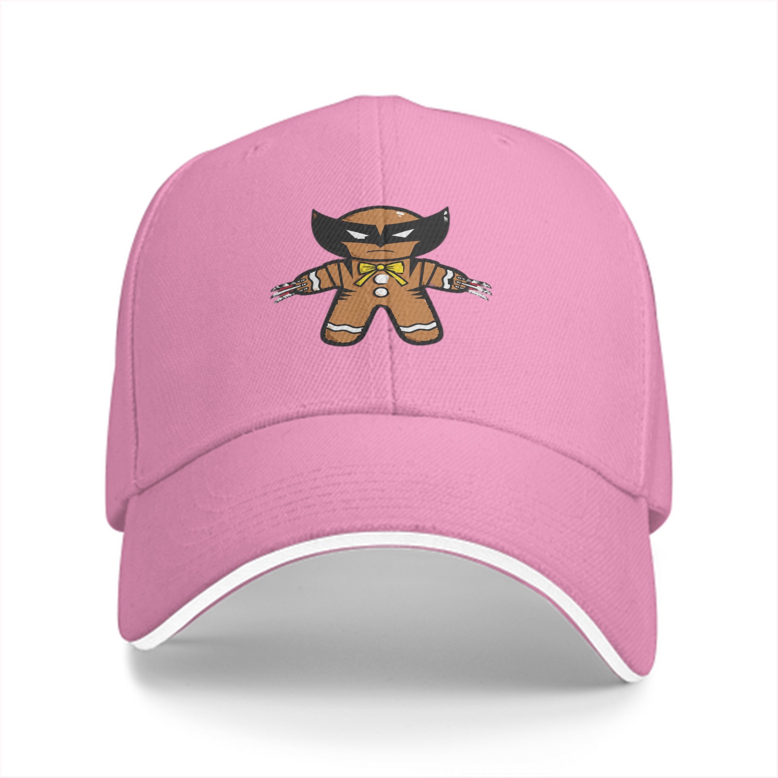 Black Baseball Cap With Gingerbread Wolverine Superhero Print