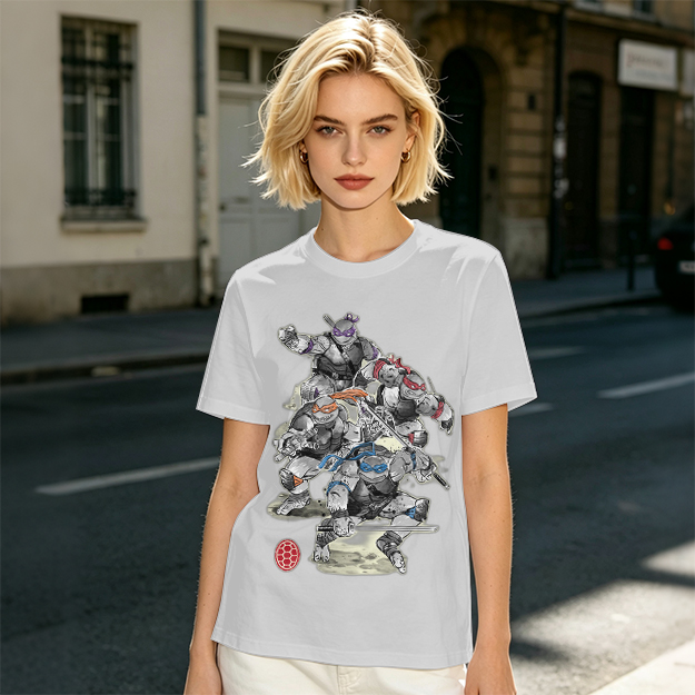 Olive T-Shirt Featuring Ninja Turtles Graphic Design