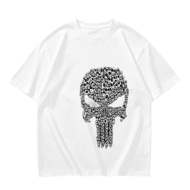 Olive T-Shirt With Punisher Skull Made Of Small Skulls