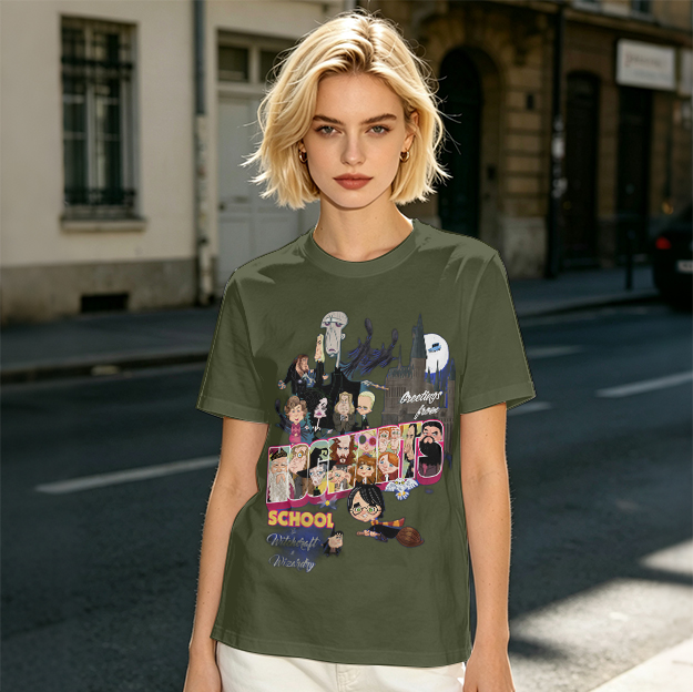 Olive T-Shirt With Harry Potter Themed Character Print