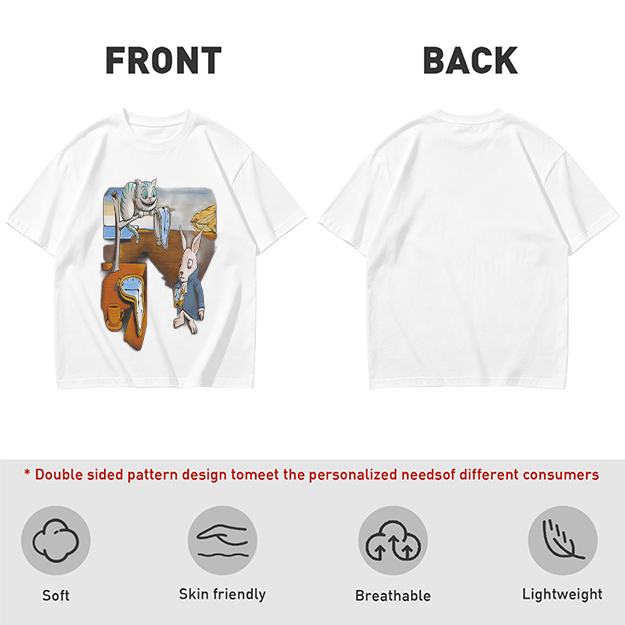 Olive T-Shirt with Surreal Alice in Wonderland Art Print