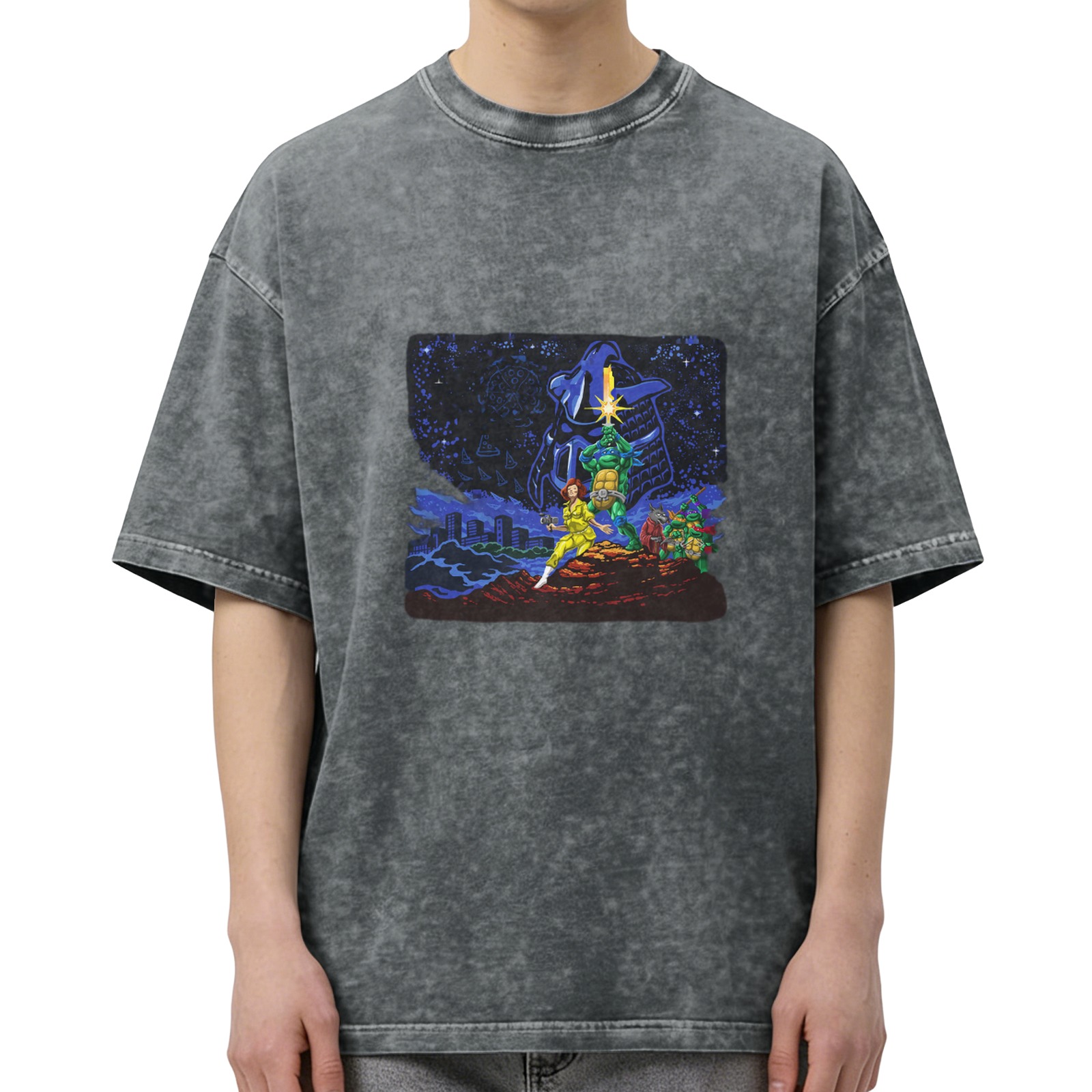 Teenage Mutant Ninja Turtles Graphic Print Stone Wash Oversized T-Shirt