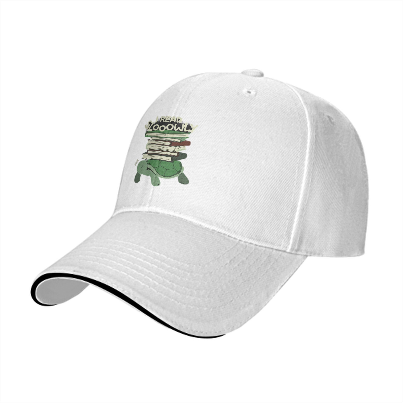 I Read Slowly Turtle With Books Graphic Baseball Cap