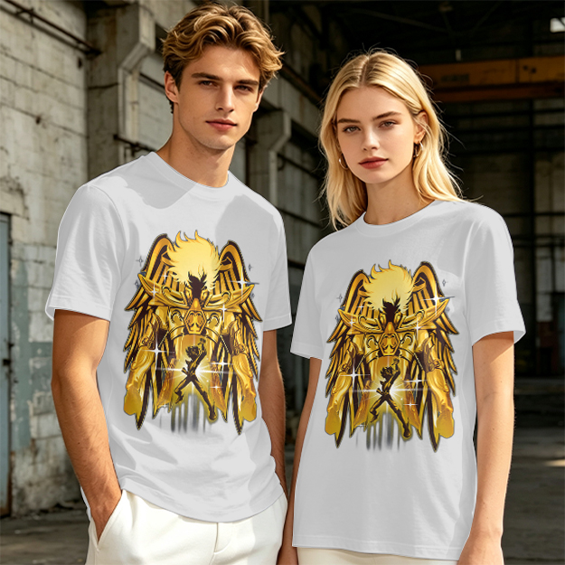 Olive T-Shirt With Gold Pegasus Armor Anime Graphic