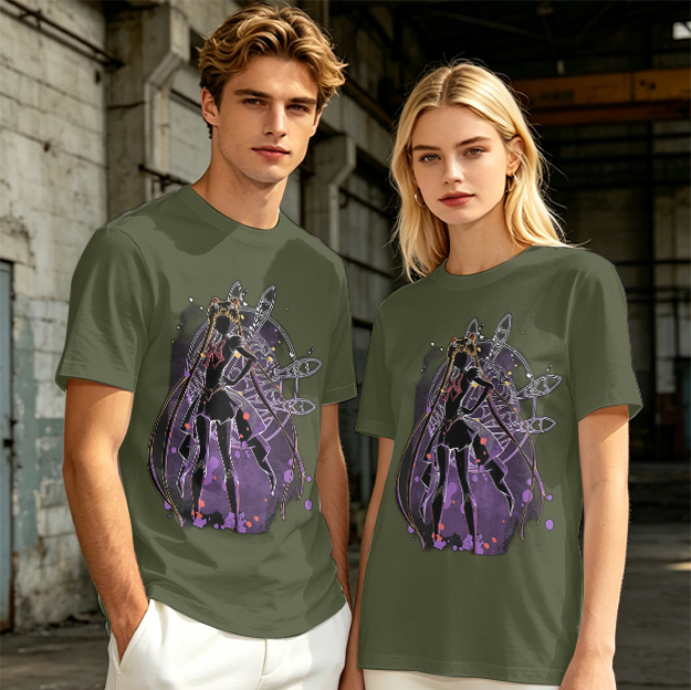 Olive T-Shirt with Sailor Moon Silhouette Graphic Print