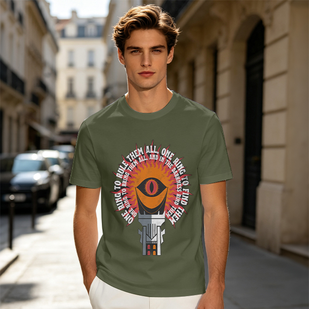 Lord of the Rings Eye of Sauron Ring Verse Graphic T-Shirt