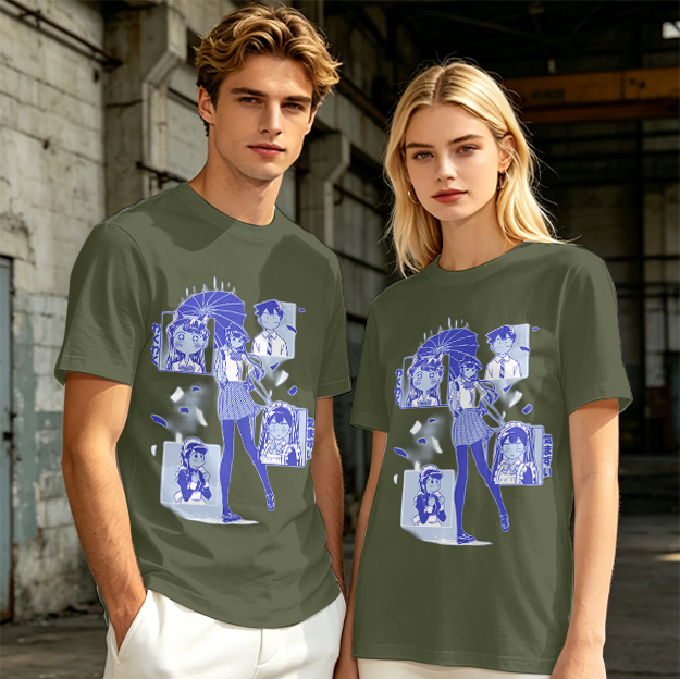 Anime Komi Can't Communicate Character Graphic Olive T-Shirt
