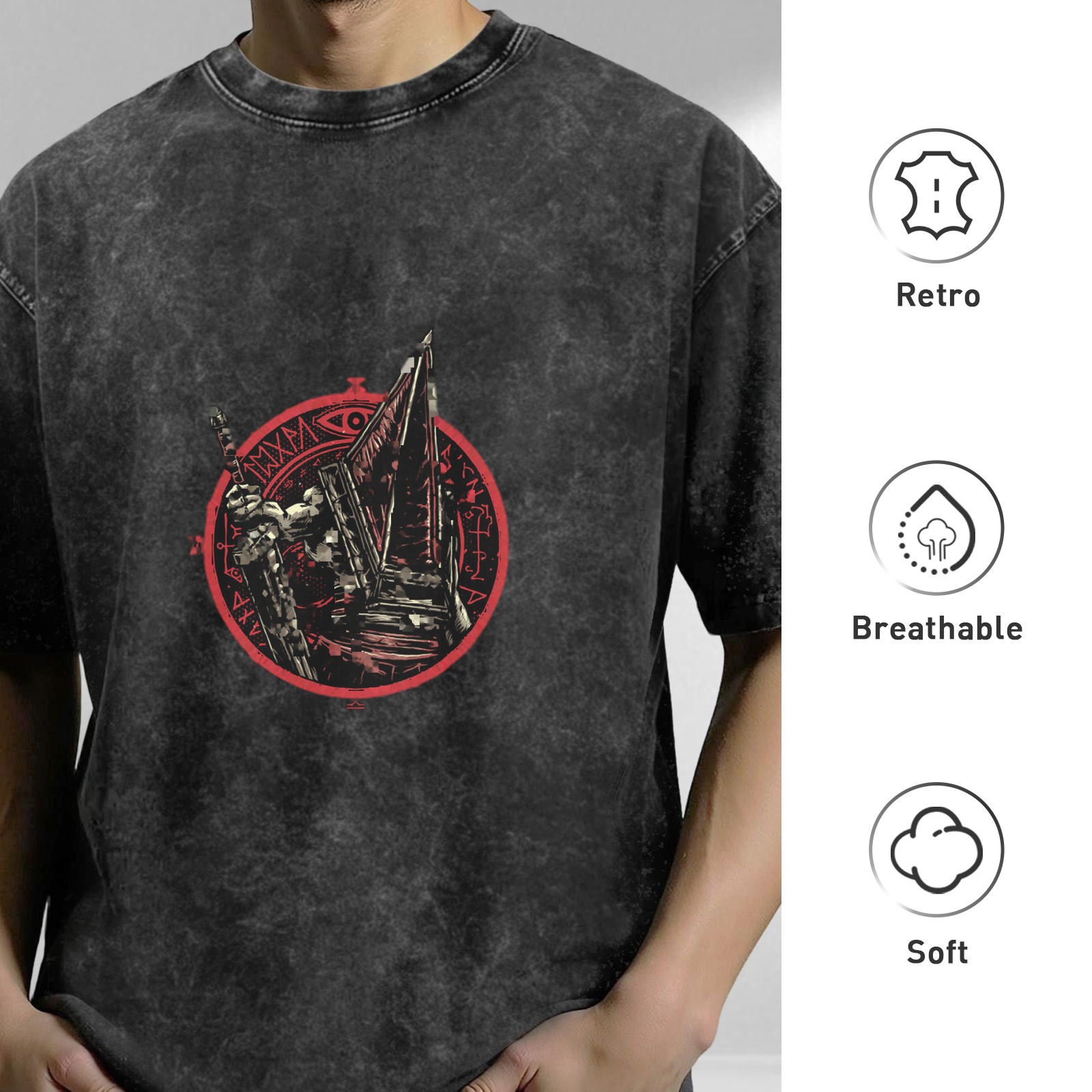 Silent Hill Pyramid Head Graphic Stonewashed Black T-Shirt
