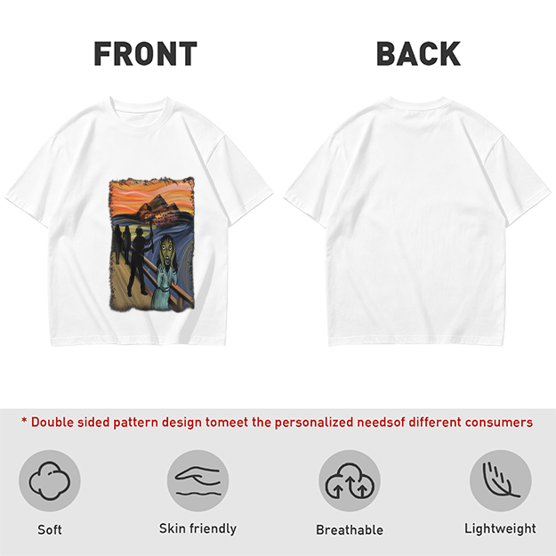 Olive T-shirt with The Scream Parody Art Print