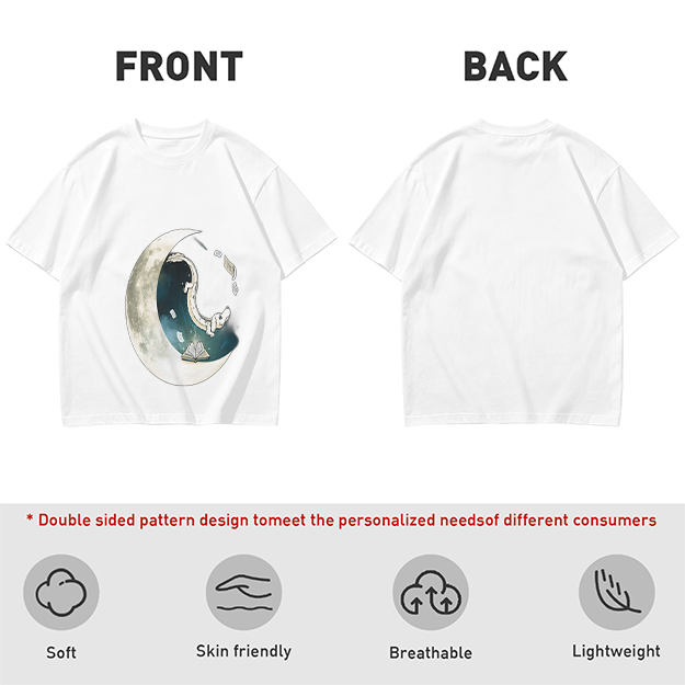 Olive T-shirt with Crescent Moon Galaxy Astronaut Graphic