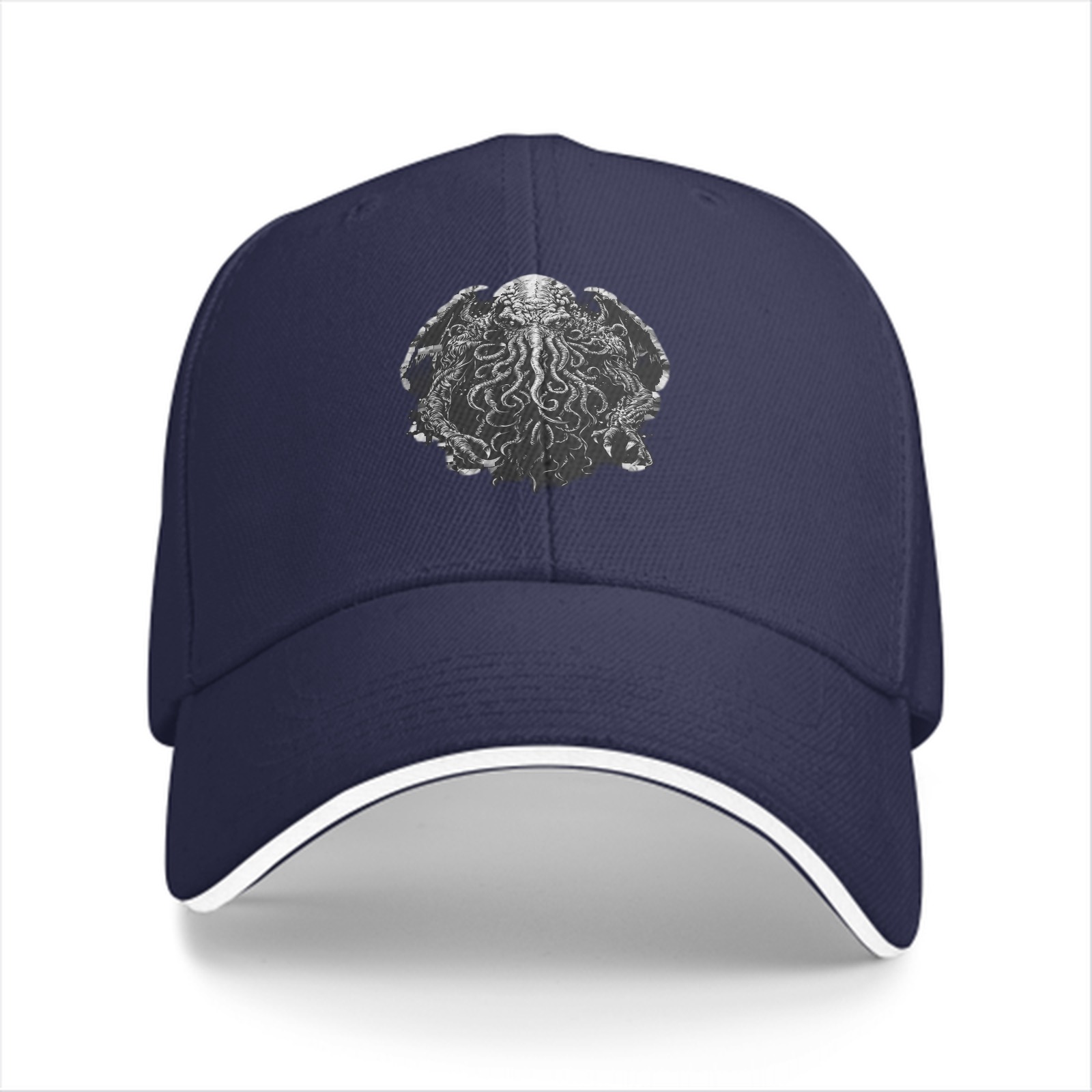 Black Baseball Cap With Cthulhu Octopus Monster Graphic