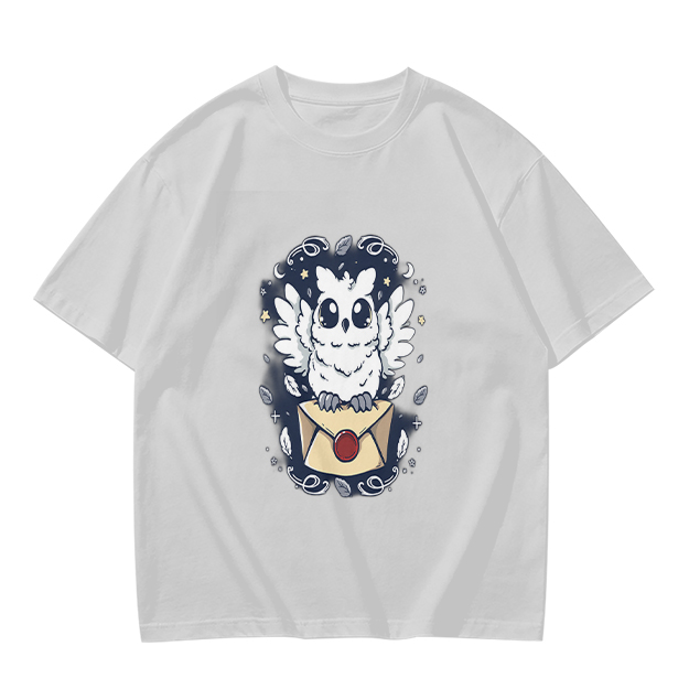 Owl with Envelope and Celestial Details Graphic T-Shirt