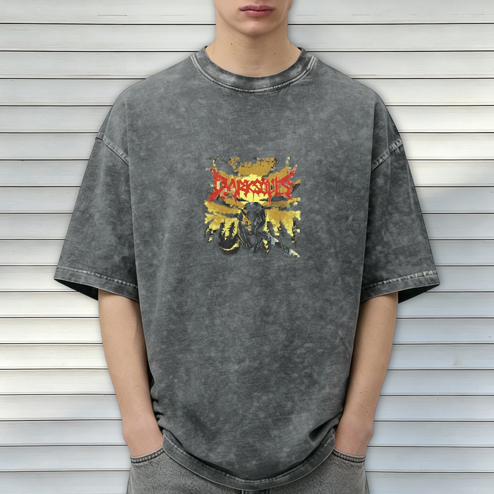 Dark Souls Acid Wash Graphic T-Shirt