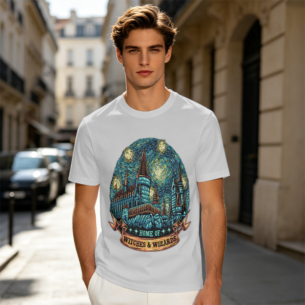 Home of Witches & Wizards Castle Starry Night T-Shirt