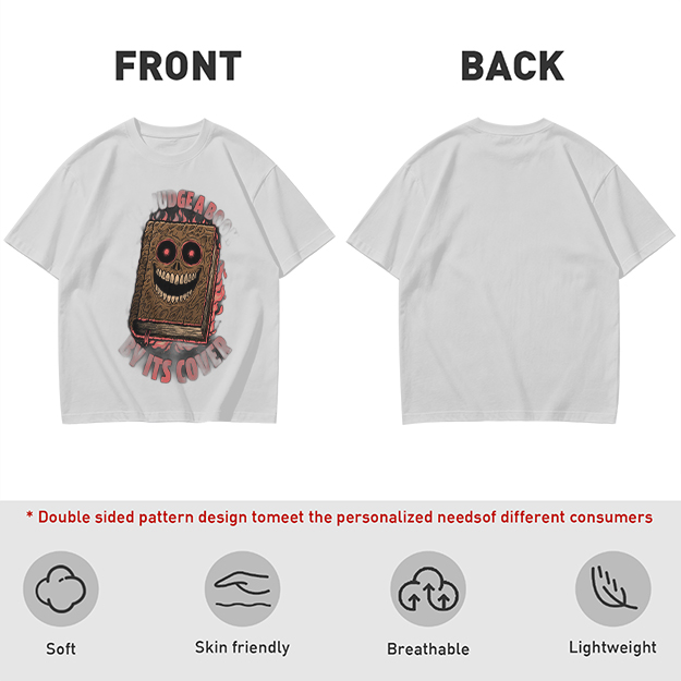 Olive T-Shirt With Evil Monster Book Graphic Design