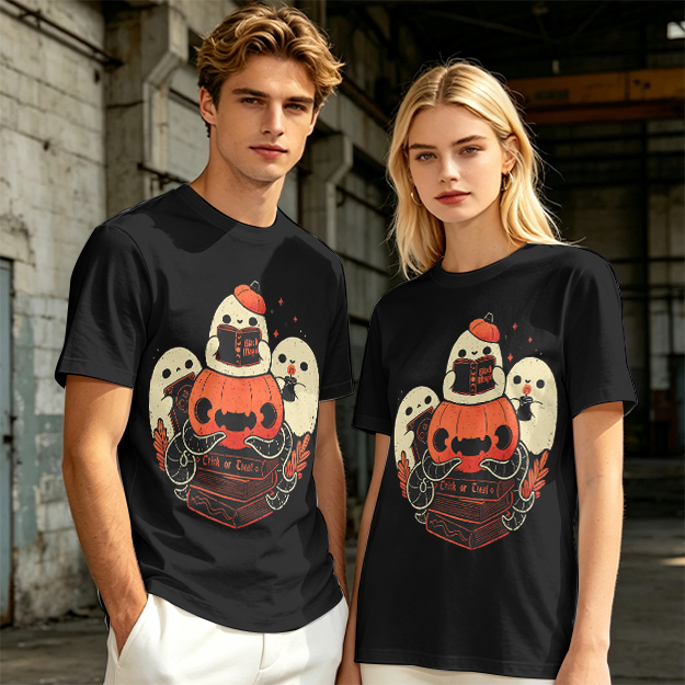 Olive Halloween Ghosts Jack-o'-Lantern Graphic T-Shirt