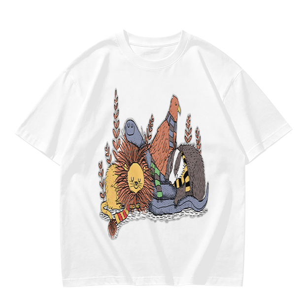 Olive Green T-Shirt With Whimsical Fantasy Creature Graphic Print