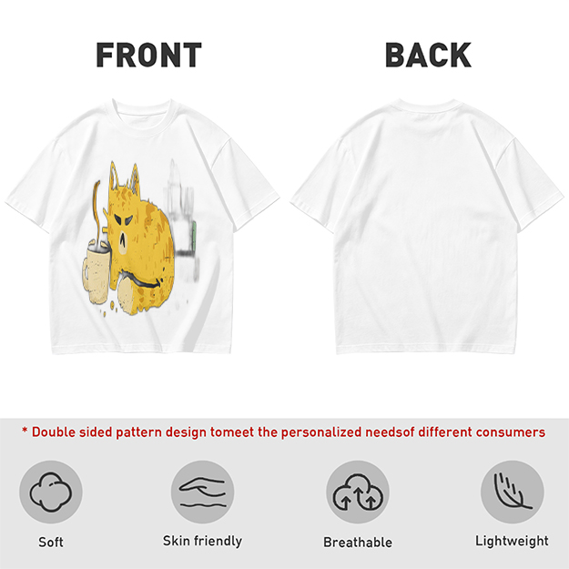Olive T-Shirt With Grumpy Cat Holding Hot Coffee Print