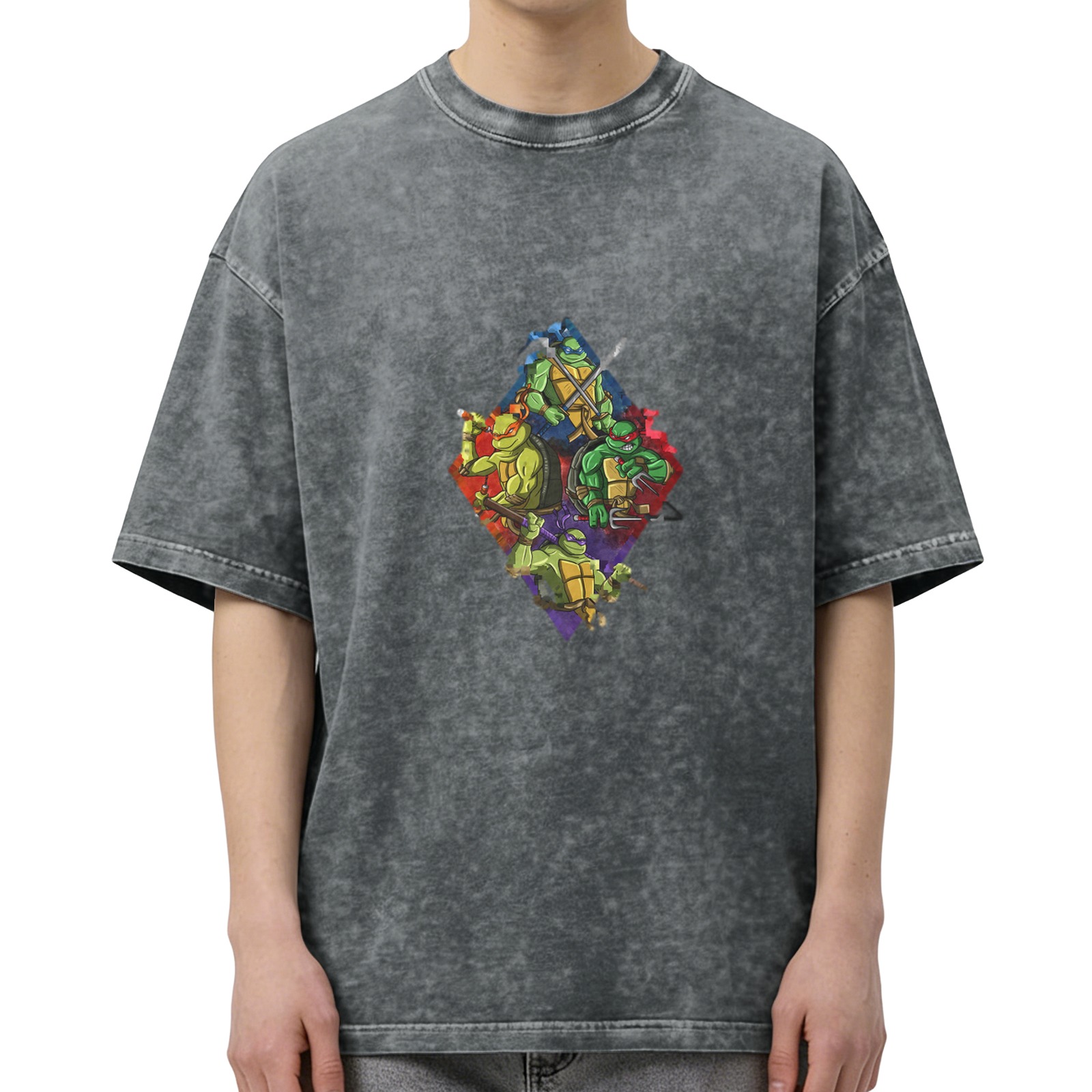 Teenage Mutant Ninja Turtles Graphic Stonewashed Black T-Shirt