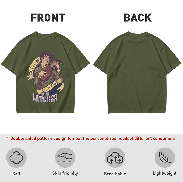 Witcher Inspired T-Shirt With Bard Playing Lute Graphic
