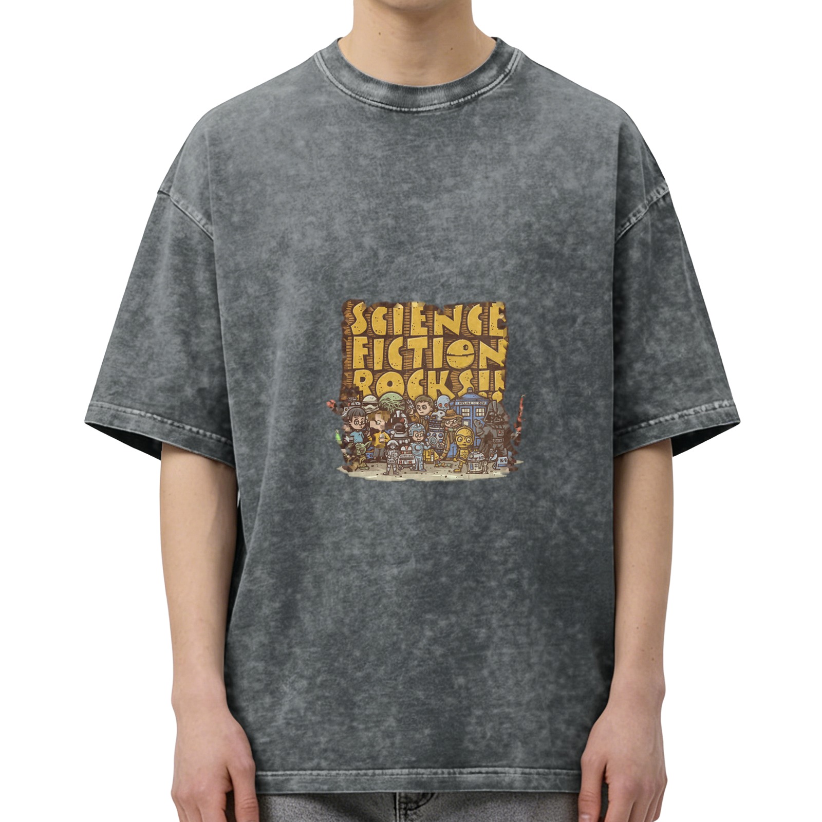 Science Fiction Rocks! Vintage Wash Graphic T-Shirt
