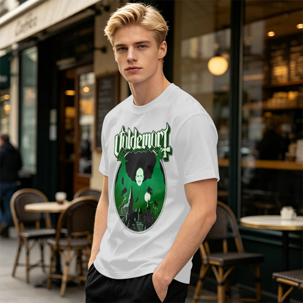 Olive T-shirt with Voldemort Dark Fantasy Graphic Print