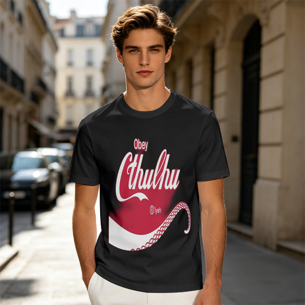 Obey Cthulhu Graphic Print Olive Green T-Shirt