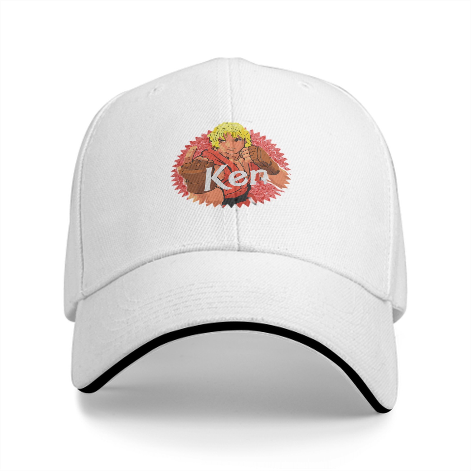 Black Baseball Cap Featuring Street Fighter Ken Design
