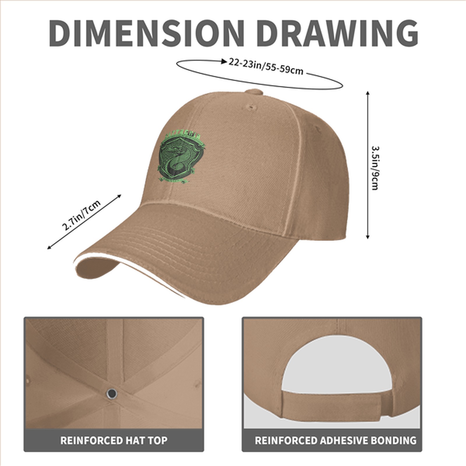 Black Baseball Cap With Slytherin House Crest Print