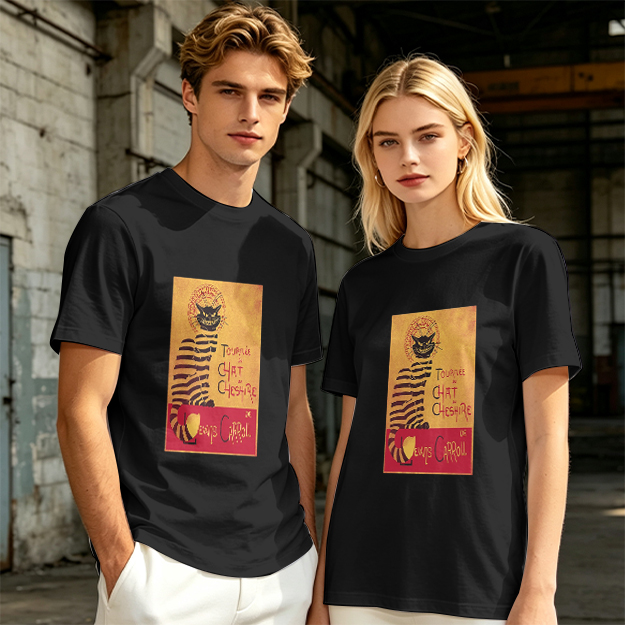 Olive T-shirt with Cheshire Cat Tournee Chat Print