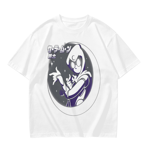 Olive T-shirt with Moon Warrior Anime Graphic Print