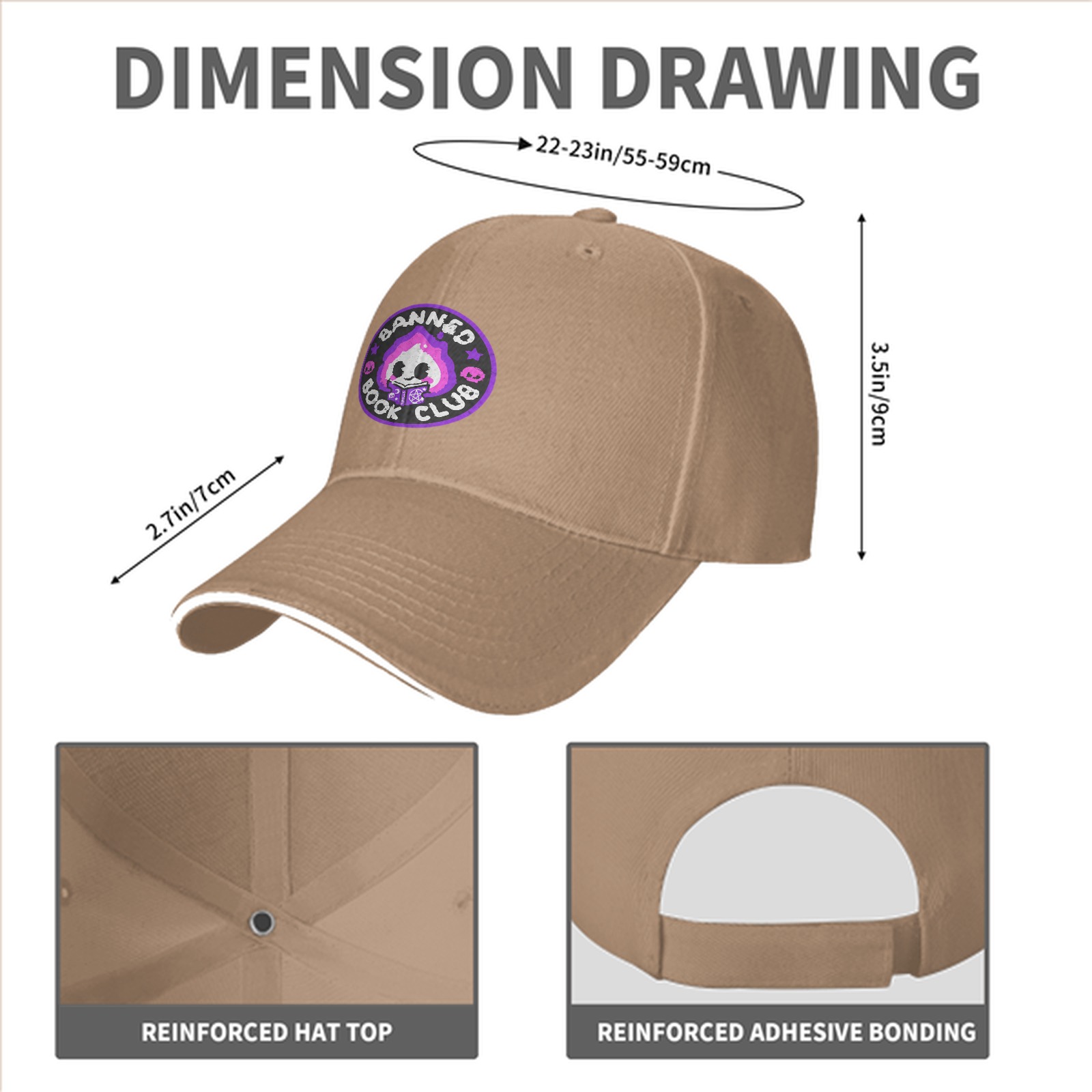 Black baseball cap with Banned Book Club graphic design