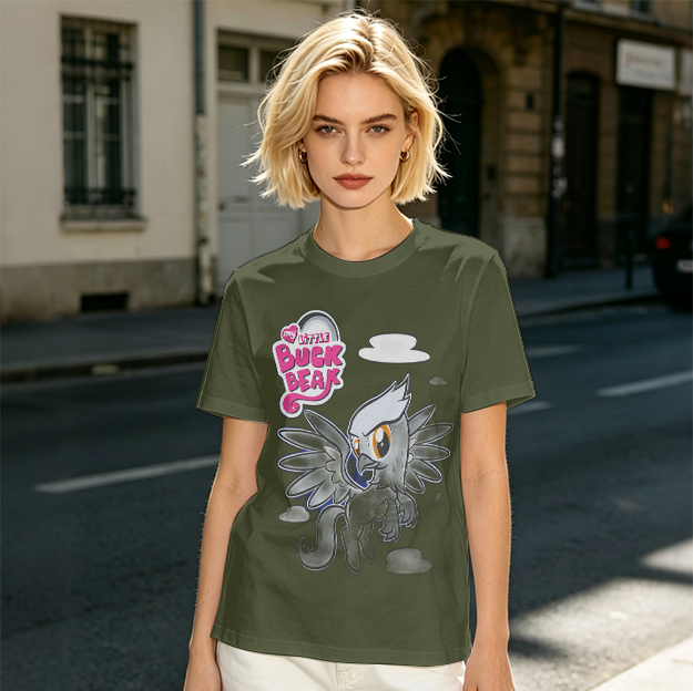 Olive T-Shirt Featuring Buck Beak Griffin Character Art